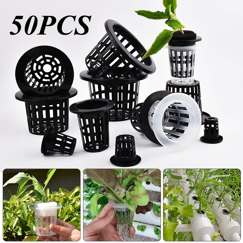 Hanging Planter Basket - 50Pcs Black White Soilless Mesh Plant