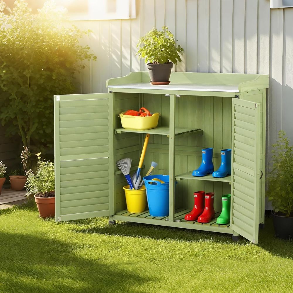 Outdoor Potting Bench with Met - огляд і ціна Gardening Tools Wooden