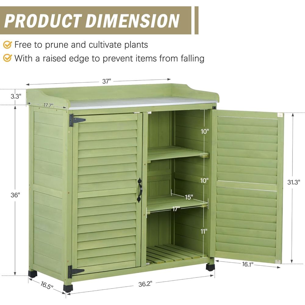 Outdoor Potting Bench with Met - огляд і ціна Gardening Tools Wooden