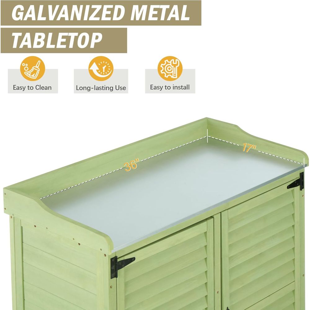 Outdoor Potting Bench with Met - огляд і ціна Gardening Tools Wooden
