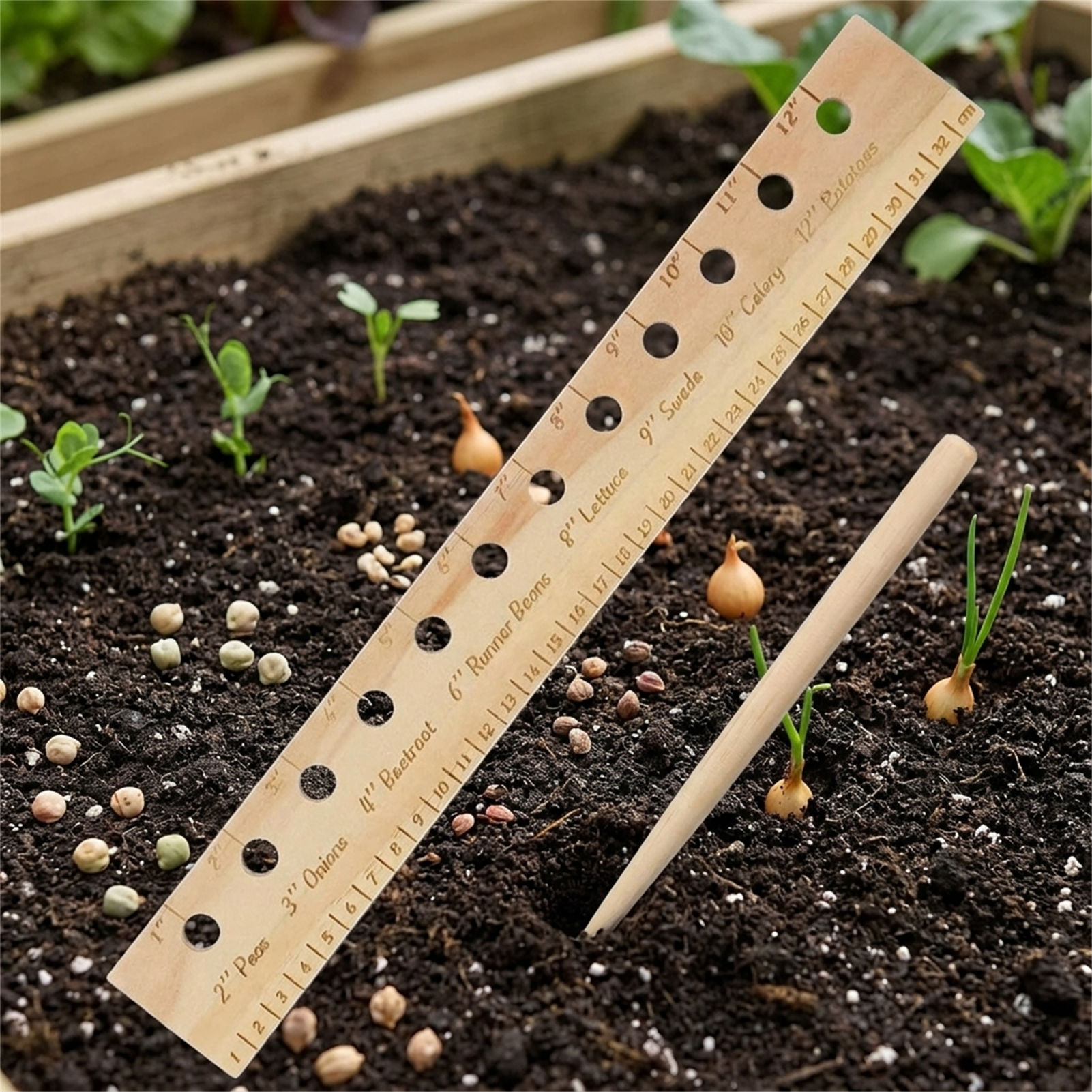 Solid Wood Planting Ruler for  - огляд і ціна Gardening Tools Wooden