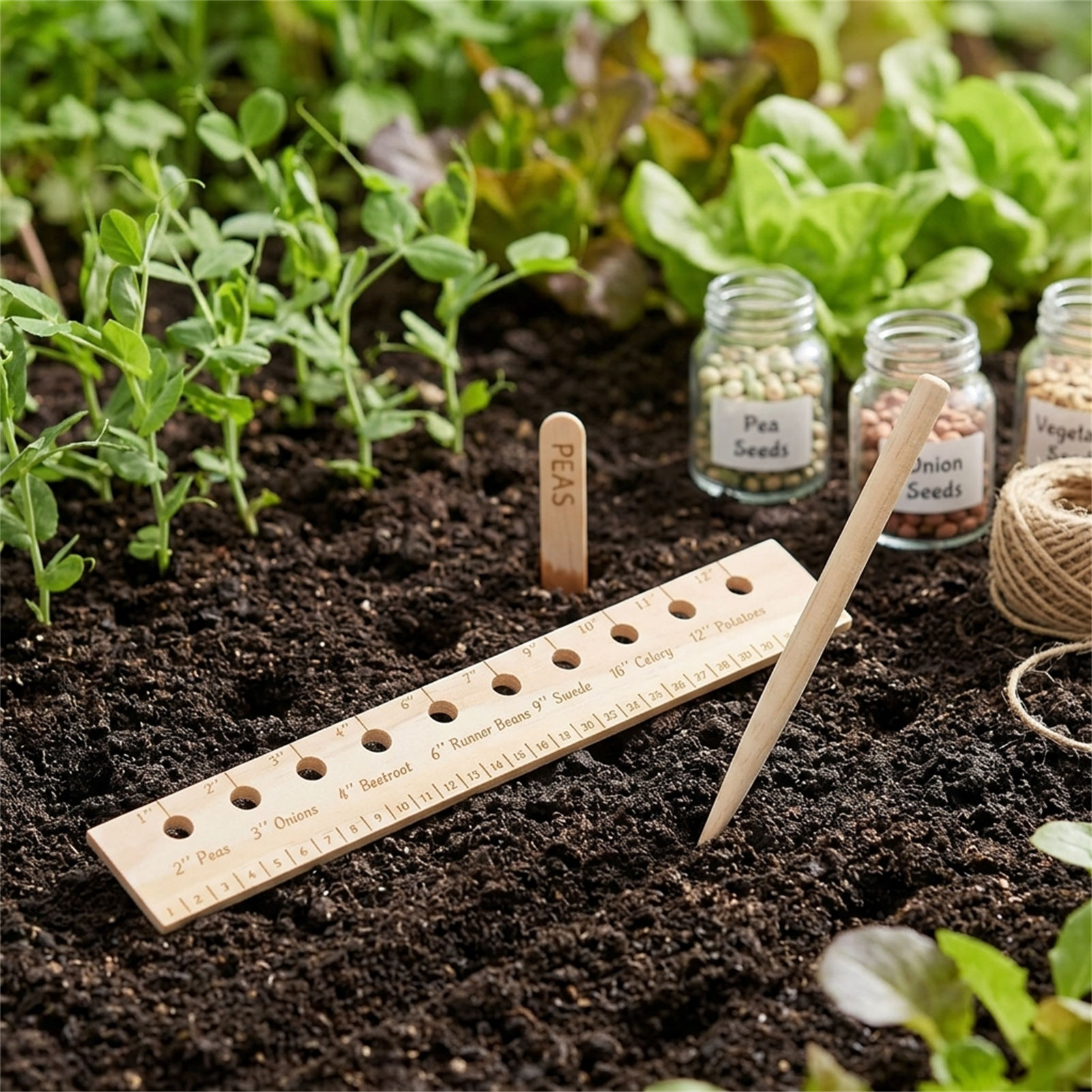 Solid Wood Planting Ruler for  - огляд і ціна Gardening Tools Wooden