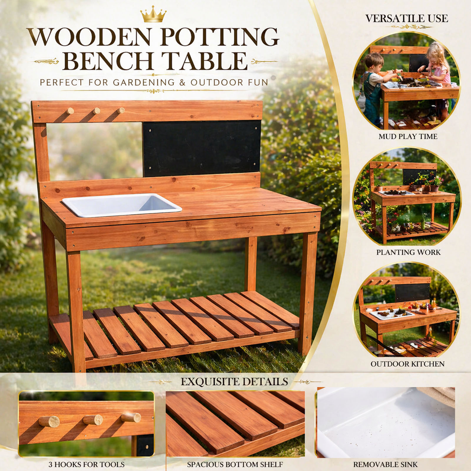 Wooden Potting Benches For Chi - огляд і ціна Gardening Tools Wooden
