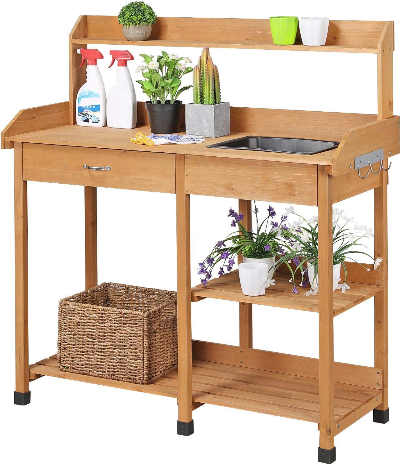 Potting Bench with Sink & Draw - огляд і ціна Gardening Tools Wooden