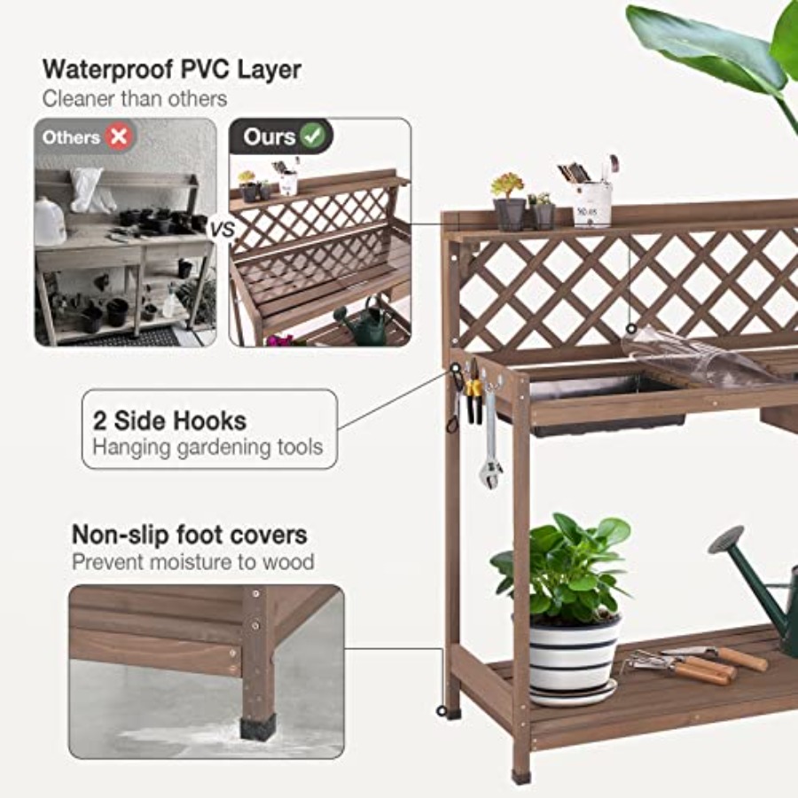 Outdoor Potting Bench For Gard - огляд і ціна Gardening Tools Wooden